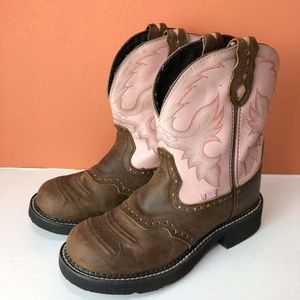 JUSTIN Gypsy Boots Pink Brown Cowboy Country 7.5